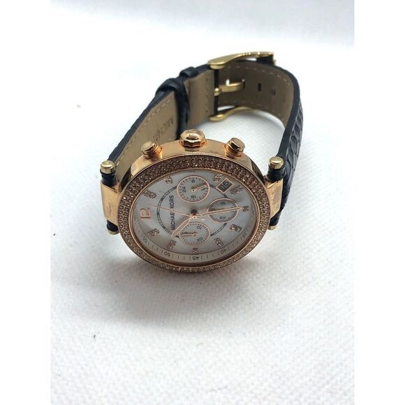 Michael Kors MK5491 Women Leather Analog Mother of pearl Dial Quartz Watch BP13 - Picture 7 of 10